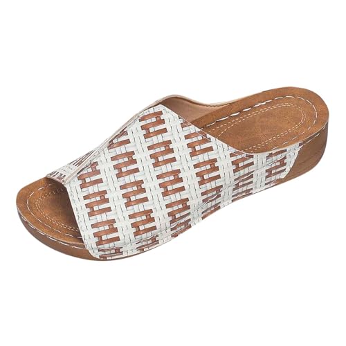 Sommer Damen Pantolette Bequem Rutschfest Sandale Korkfußbett Breiter Riemen Slipper Lässig Klassisch Karomuster Offene Zehen Badesandale für Strand Sommer Damen Pantolette Bequem Rutschfest Sandale Korkfußbett Breiter Riemen Slipper Lässig Klassisch Karomuster Offene Zehen Badesandale für Strand von SUPTTING
