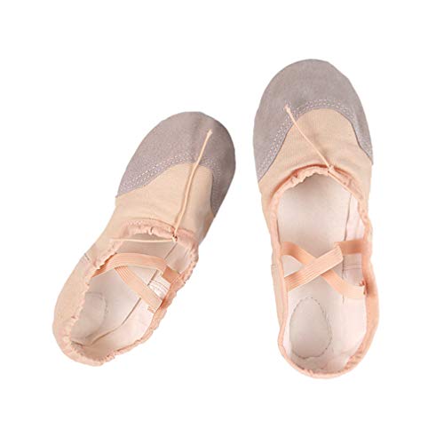 SUPVOX Mädchen Ballettschuhe Leder Ballett Segeltuch Schuhe Ballett Vollsohle Hausschuhe Tanzschuhe Yoga Schuhe für Kinder Tanzen Übung Größe 29 Mädchen Hausschuhe von Supvox