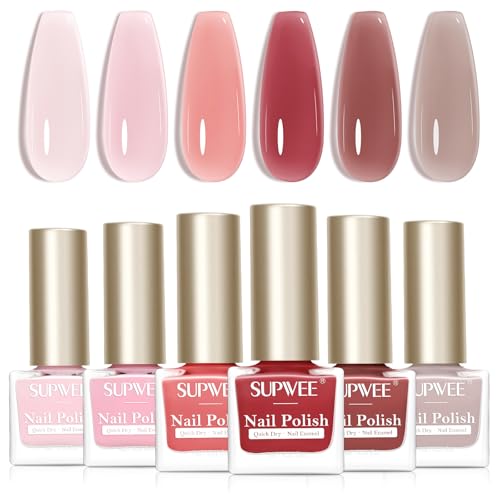 SUPWEE 6 Farben Nagellack Set, Schnelltrocknender Nagellack Nackter Rosa Ölbasis Nail Polish DIY Salon für Frauen Maniküre Ohne UV Lampe 733 SUPWEE 6 Farben Nagellack Set, Schnelltrocknender Nagellack Nackter Rosa Ölbasis Nail Polish DIY Salon für Frauen Maniküre Ohne UV Lampe 733 von SUPWEE
