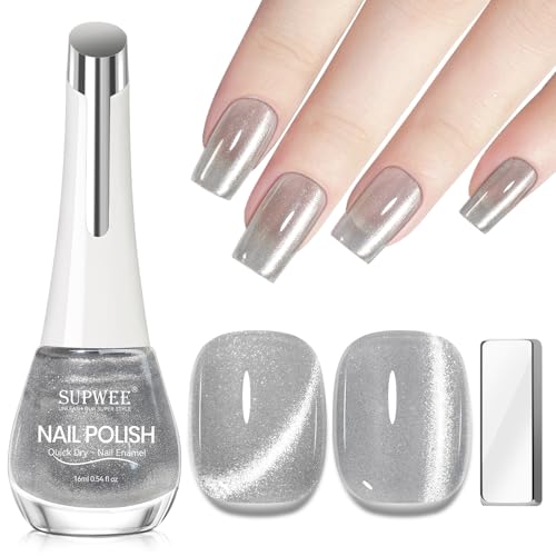 SUPWEE Cat Eye Nagellack mit Magnet, 16ML Magnetischer Nagellack Schnelltrocknend Cat Magnetisch Nail Polish Holografisch Glitzer Gel für DIY Salon Ohne UV Lampe 023 von SUPWEE