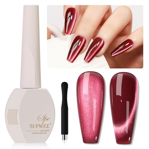 SUPWEE Cat Eye UV Gel Nagellack Blut Rot Crystal Magnetischer Katzenauge gellack Mit Magnet Burgund Glitzer Nagellack Holographisch Shimmer Gel Nail Polish Soak Off UV Led 15ML SUPWEE Cat Eye UV Gel Nagellack Blut Rot Crystal Magnetischer Katzenauge gellack Mit Magnet Burgund Glitzer Nagellack Holographisch Shimmer Gel Nail Polish Soak Off UV Led 15ML von SUPWEE