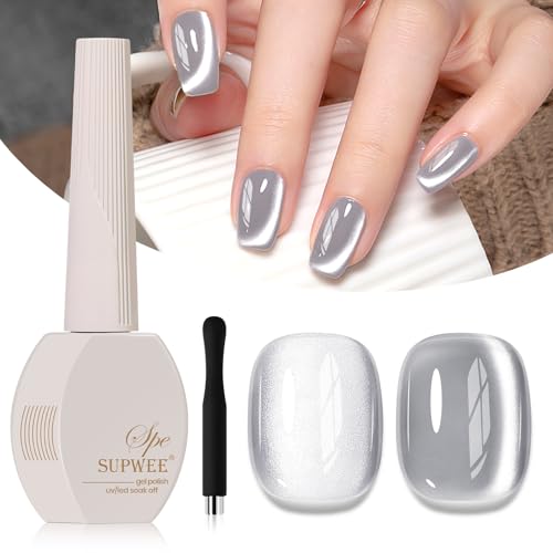 SUPWEE Cat Eye UV Gel Nagellack - Silber Mondlicht Cat Eye Nagellack mit Magnet 15ml 9D holografischer Katzenaugen Gel Nail Polish Soak Off Glitzer Art Manicure Salon Home SUPWEE Cat Eye UV Gel Nagellack - Silber Mondlicht Cat Eye Nagellack mit Magnet 15ml 9D holografischer Katzenaugen Gel Nail Polish Soak Off Glitzer Art Manicure Salon Home von SUPWEE
