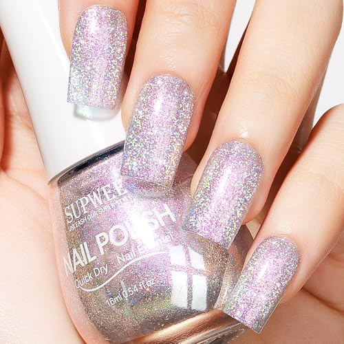 SUPWEE Glitzer Nagellack, 16ML Schnelltrocknend Shimmer Nagellack Lang Anhaltend Gellack Oil Based Nail Polish Ohne UV Lampe für DIY-Nagelkunst Home Nail Art SUPWEE Glitzer Nagellack, 16ML Schnelltrocknend Shimmer Nagellack Lang Anhaltend Gellack Oil Based Nail Polish Ohne UV Lampe für DIY-Nagelkunst Home Nail Art von SUPWEE
