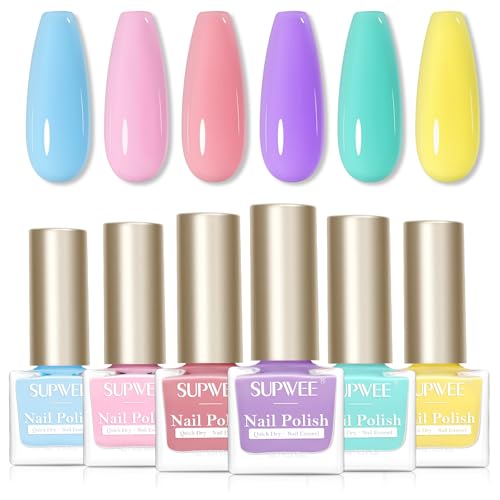 SUPWEE Schnelltrocknend Nagellack Set, 6 Farben Macarons Nagelgel Ölbasis Nail Polish Langanhaltende Nagellack für Regular DIY-Nagelkunst 734 SUPWEE Schnelltrocknend Nagellack Set, 6 Farben Macarons Nagelgel Ölbasis Nail Polish Langanhaltende Nagellack für Regular DIY-Nagelkunst 734 von SUPWEE