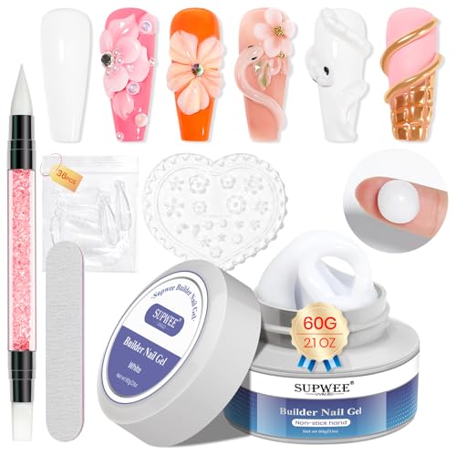 SUPWEE Fester Builder Gel - 60G Weiß 3D Nail Art Skulptur Gel Multifunktionales Non-Sticky Nail Extension Nägel Solid Builder Nägel Mustern Prägung hartes SUPWEE Fester Builder Gel - 60G Weiß 3D Nail Art Skulptur Gel Multifunktionales Non-Sticky Nail Extension Nägel Solid Builder Nägel Mustern Prägung hartes von SUPWEE