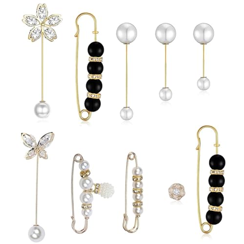 SURALIN 10 PCS Spilla di Perle Spilla Donna Clip Spille per Scollatura Spille da Balia per Cardigan Donna Bottoni Gioiello Spille Gioiello per Vestiti Spilla von SURALIN