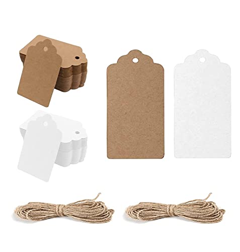 SURALIN 100 Stück 3 x 5 cm Hochzeit Gunsten Anhänger –Geschenkanhänger,Geschenkanhänger Hochzeit Geschenkanhänger Kraftpapier Kraftpapieretiketten für Gepäck und DIY-Etiketten von SURALIN