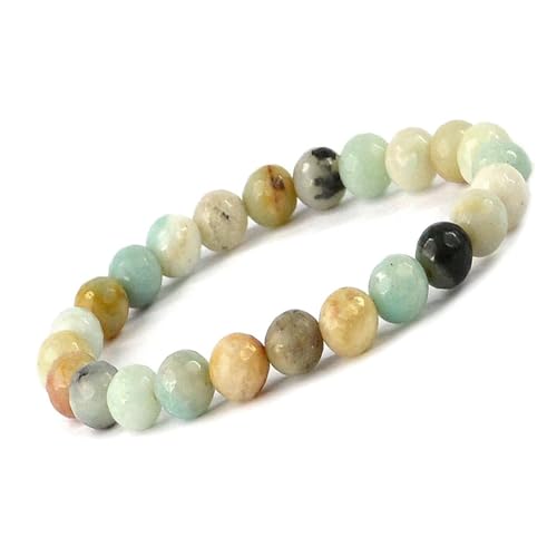 SURALIN 1PCS Amazonit-Armband, 8 mm Kristall-Diamantschliff-Perlenarmband, rundes Stretch-Perlenarmband von SURALIN