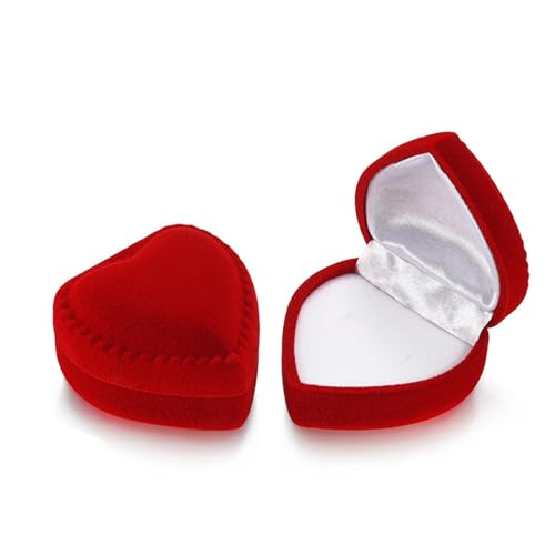 SURALIN 1PCS Schmuck Box Herz Form Ring Ohrringe Samt Rot Ring Box Geschenk Verpackung Schmuck Geschenk Box Vorschlag Jahrestag Weihnachten von SURALIN