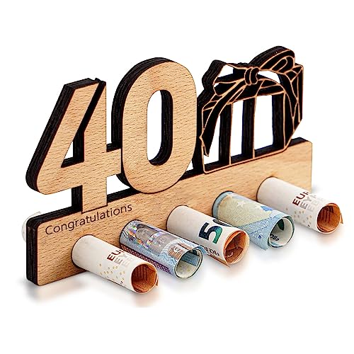 SURALIN 40 Geburtstag Geschenk Geburtstag Geldgeschenk Holz Geschenk zum 40.Geburtstag - Geburtstag Jubiläum - Geschenke aus Holz von SURALIN