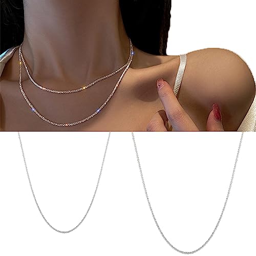 SURALIN Stapelbare Halsketten für Damen, Halsketten für Damen, silberne Halskette, zarte Schlangenkette, Choker-Halskette, funkelndes Schmuckgeschenk von SURALIN