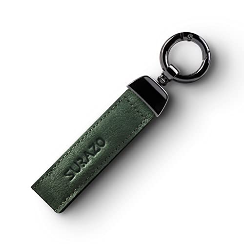 SURAZO® Leder Schlüsselanhänger Damen Herren | Echtleder Schlüsselband Key Organizer | Groß Schlüssel Anhänger mit Schlüsselring Karabiner | Lang Schlusselanhanger Geschenk für Frauen Männer (Grün) von SURAZO