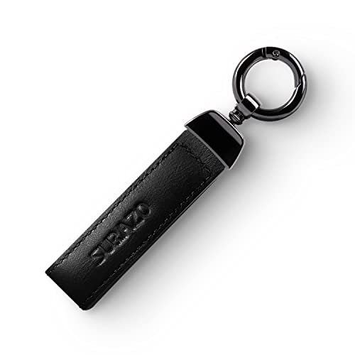 SURAZO® Leder Schlüsselanhänger Damen Herren | Echtleder Schlüsselband Key Organizer | Groß Schlüssel Anhänger mit Schlüsselring Karabiner | Lang Schlusselanhanger für Frauen Männer (Schwarz) von SURAZO