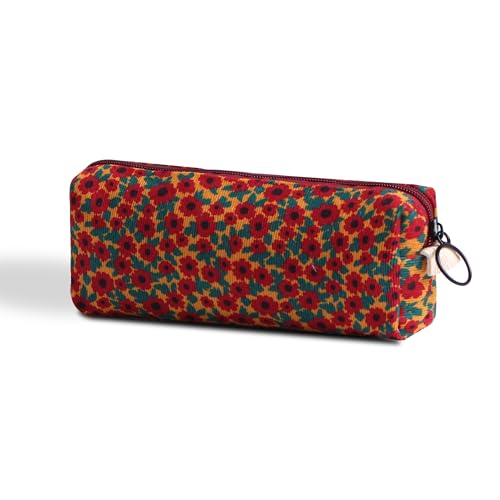 SURBEAV Federmäppchen, Federmäppchen, Büro, Uni, Schule, Aufbewahrungstasche, Organizer, Make-up-Tasche, Kosmetiktasche, ästhetische Blume, niedliches Federmäppchen für Mädchen, Jungen, Kinder (rote, von SURBEAV