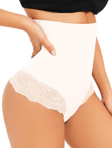 SURE YOU LIKE Damen Tanga Bauchweg Damen Unterhose Hohe Taille Tanga Shapewear Miederhose Seamless Shaping Unterwäsche Mieder String Slip, Weiß, S von SURE YOU LIKE