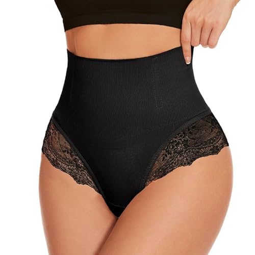 SURE YOU LIKE Bauchweg Unterhose Damen Tanga Shapewear Miederhose Mittler Taille Bauch Weg Bauchkontrolle Unterwäsche Tanga Slips, Schwarz, XXL von SURE YOU LIKE