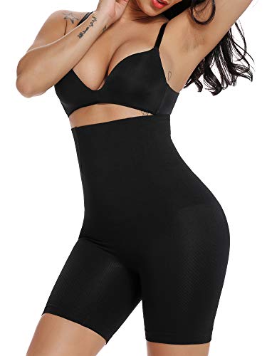 SURE YOU LIKE Damen Figurenformend Miederpants Miederhose Shapewear Bauch-Weg-Effekt Formt Sofort Body Shaper mit Bein Hohe Taille, Schwarz, M-L von SURE YOU LIKE