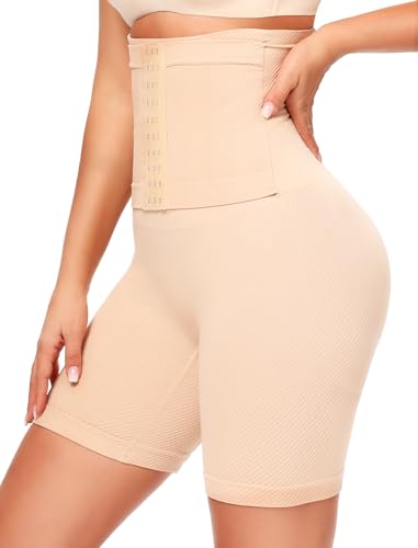 SURE YOU LIKE Taillenformer Shapewear Damen Miederpant Damen Bauchweg Unterhose Mit Korsett Body Figurenformender Mit Taillengürtel Trainer, Beige, 3XL von SURE YOU LIKE