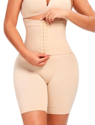 SURE YOU LIKE Taillenformer Shapewear Damen Bauchweg Miederpant Damen Bauchweg Unterhose Mit Korsett Body Figurenformender Mit Taillengürtel Trainer, Beige, 3XL von SURE YOU LIKE