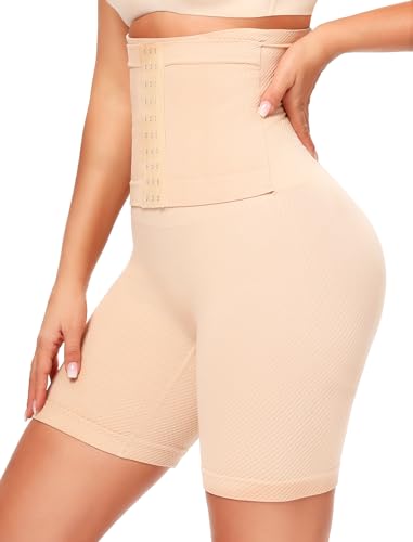 SURE YOU LIKE Taillenformer Shapewear Damen Bauchweg Miederpant Damen Bauchweg Unterhose Mit Korsett Body Figurenformender Mit Taillengürtel Trainer, Beige, M/L von SURE YOU LIKE