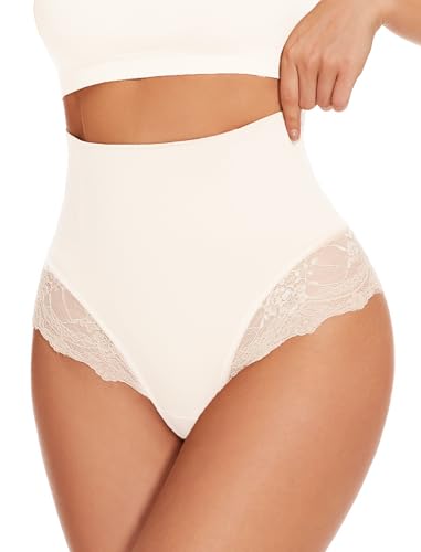 SURE YOU LIKE Bauchweg Unterhose Damen Tanga Shapewear Miederhose Mittler Taille Bauch Weg Bauchkontrolle Unterwäsche Tanga Slips, Weiß, L von SURE YOU LIKE