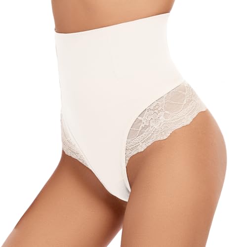 SURE YOU LIKE Bauchweg Unterhose Damen Tanga Shapewear Miederhose Mittler Taille Bauch Weg Bauchkontrolle Unterwäsche Tanga Slips, Weiß, M von SURE YOU LIKE