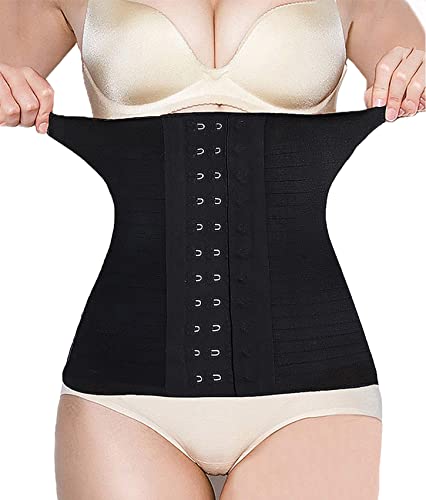 SURE YOU LIKE Waist Trainer Damen Cincher Korsett Unsichtbar Body Shaper Atmungsaktiv Bauchweg Korsage Figurenformend Tailletrainer(L, Schwarz) von SURE YOU LIKE