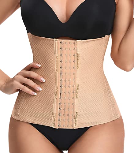 SURE YOU LIKE Waist Trainer Damen Korsett Unterbrust Taillenmieder Taillenformer Shapewear Sport Figureformend Tailletrainer Bauchweg Gürtel Korsage(M, Beige) von SURE YOU LIKE