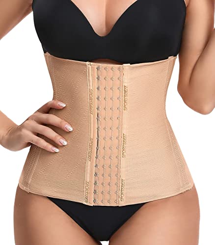 SURE YOU LIKE Waist Trainer Damen Korsett Unterbrust Taillenmieder Taillenformer Shapewear Sport Figureformend Tailletrainer Bauchweg Gürtel Korsage(M, Beige) von SURE YOU LIKE