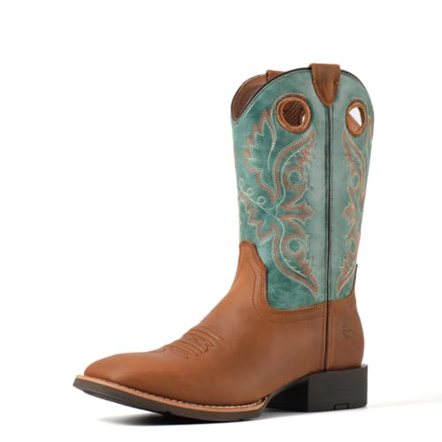 SUREWAY Westernstiefel für Herren – Cowboystiefel mit quadratischer Zehenpartie, öl-/rutschfest, langlebig, modisch, klassisch, zum Überziehen, 25,4 cm, wadenlang, Loco Brown, 39.5 EU von SUREWAY