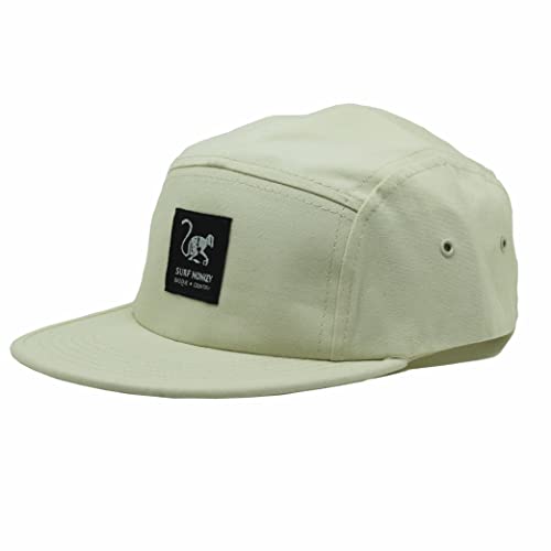 Verstellbare Strapback-Kappe – klassische Jockey Cap – Baseballkappe für Herren/Damen mit 5 Paneelen Surf Monkey®, Hellbeige, One size von Surf Monkey