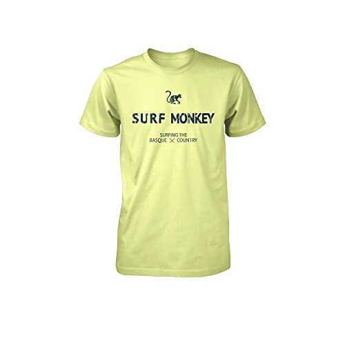 SURF Monkey Herren Kurzarm T-Shirt aus Bio-Baumwolle, Zitronengelb, XL von SURF MONKEY