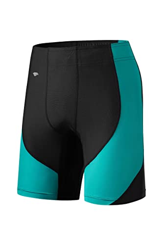 SURFEASY Herren Jammers Badeanzug Schwimmen Schwimmhose Badehose Eco Endurance+ Pro Mid Length Shorts Swim Trunks wettkampfhose Herren (Schwarz/Grün,L) von SURFEASY