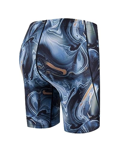 SURFEASY Herren Wettkampf Schwimmhose Lang Badehose Eng Schwimmen Badeanzug Jammer für Herren & Jungen (Schwarz/Textur,L) von SURFEASY