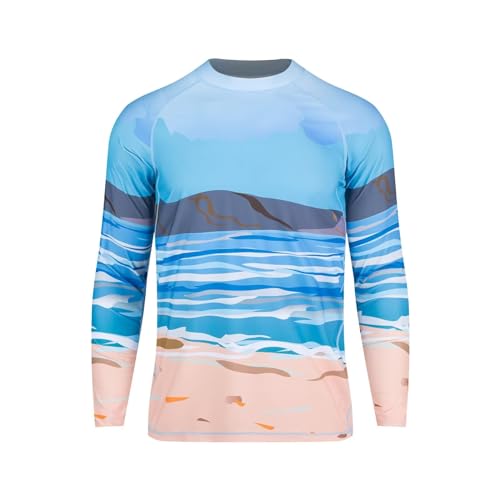SURFEASY Rashguard Herren Langarm UPF 50+ Schwimmshirts Atmungsaktiv Surfen Angeln Wandern UV-Schutz Langarmshirt (Blau/Ozean, S) von SURFEASY