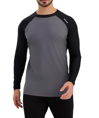 SURFEASY Rashguard Herren Langarm UPF 50+ Schwimmshirts Atmungsaktiv Surfen Angeln Wandern UV-Schutz Langarmshirt (Grau/Schwarz, M) von SURFEASY