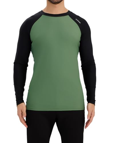 SURFEASY Rashguard Herren Langarm UPF 50+ Schwimmshirts Atmungsaktiv Surfen Angeln Wandern UV-Schutz Langarmshirt (Grün/Schwarz, 3XL) von SURFEASY