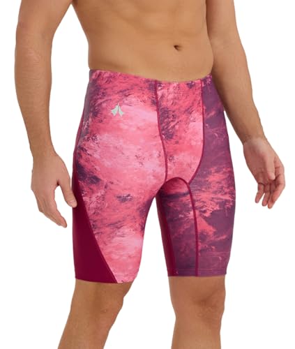 SURFEASY Herren Splice Schwimmhose Chlorbeständig Schwimmhose Schnelltrocknend Training (Dunkelrot/Textur, M) von SURFEASY