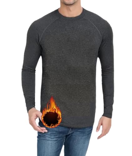 SURFEASY Herren Thermooberteil Langarm Fleece Futter Thermoshirt Thermo Langarmshirt Herren Winter Unterwäsche (Dunkelgrau,3XL) von SURFEASY