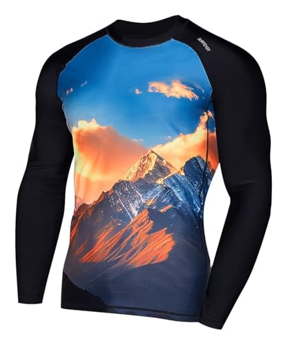 SURFEASY Herren UV Shirt Langarm UPF 50+ Rashguard Schnelltrocknend Schwimmshirts Surfen Angeln Wasser Langarmshirt (Sonnenschein/Schwarz, XXL) von SURFEASY