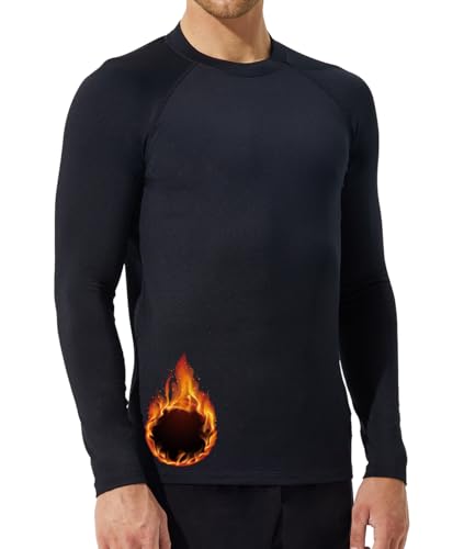 SURFEASY Thermo Unterwäsche Herren Langarm Thermoshirt Longsleeve Herren Funktionsunterwäsche Oberteil Warm Tops (Schwarz,S) von SURFEASY