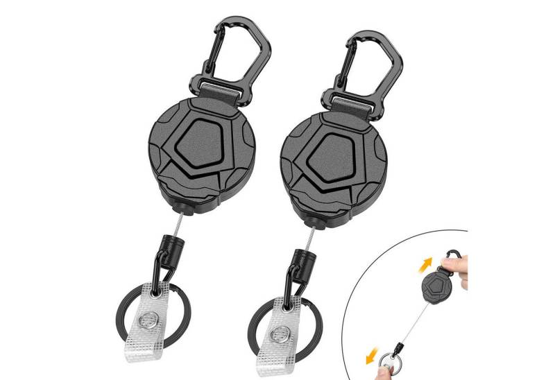 SURFOU Schlüsselanhänger Schlüsselanhänger 2er-Set mit Karabiner & ausziehbarem Stahlseil (Schlüsselanhänger) von SURFOU