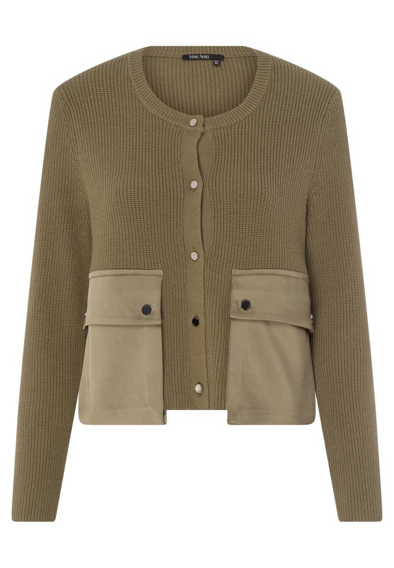 Marc Aurel - Strickjacke mit Satin-Taschen khaki - Gr. - 40 von Marc Aurel
