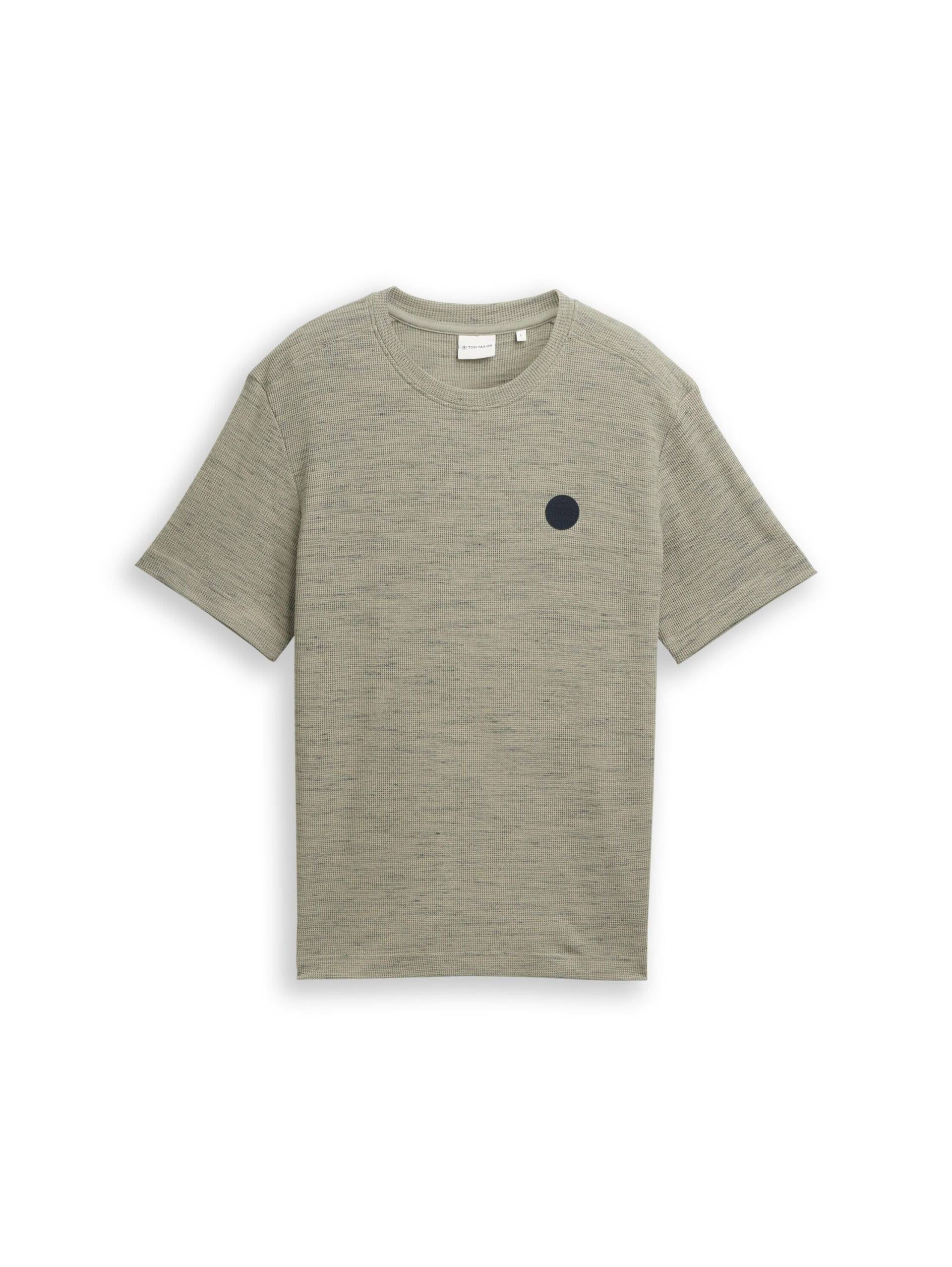 Tom Tailor - T-Shirt mit Waffelstruktur olive grey waffle inject - Gr. - M von Tom Tailor