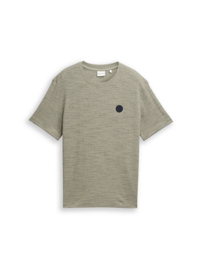 Tom Tailor - T-Shirt mit Waffelstruktur olive grey waffle inject - Gr. - M von Tom Tailor