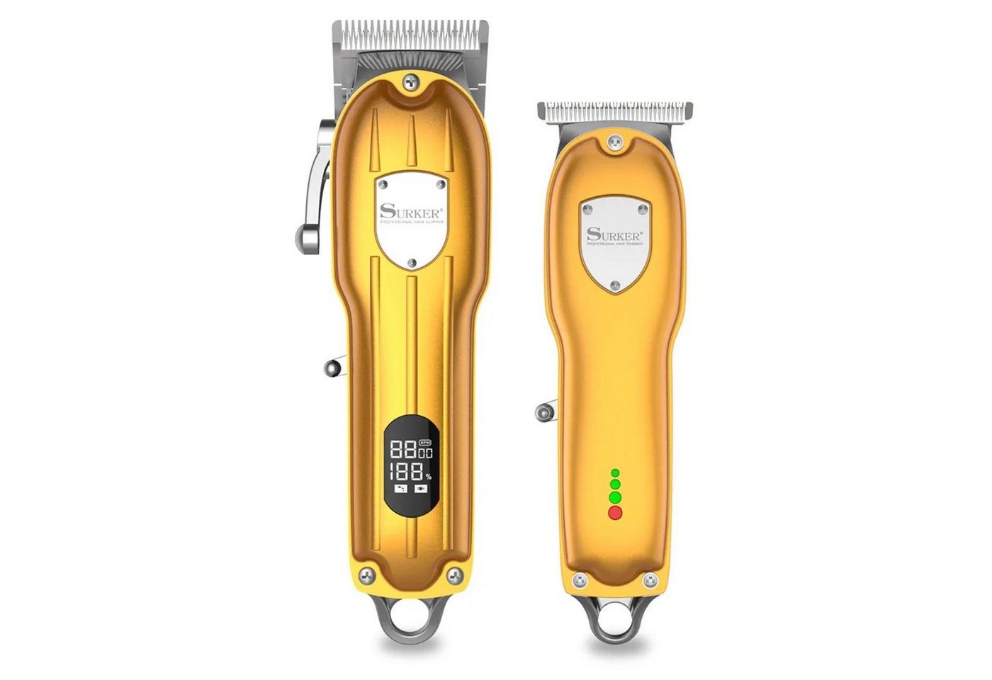 SURKER Beauty-Trimmer Professionelles LED-Haarschnitt-Pflegeset, 1 kompletter Satz, Haarschneider und Haarschneider, Haupt (240 Min), Klein (120 Min) von SURKER