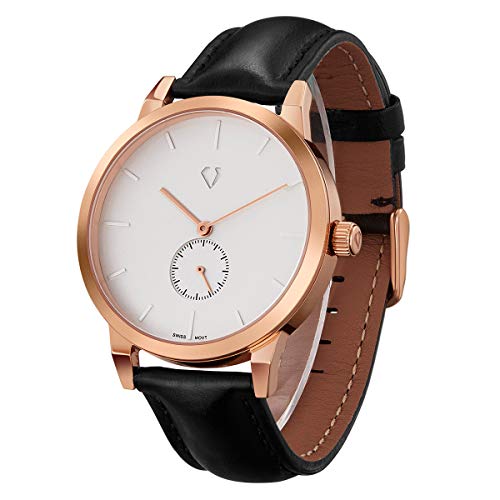 SURVAN WatchDesigner Herren Armbanduhr Quarz mit Lederarmband Analog Watches Uhr (Weiß) von SURVAN WatchDesigner