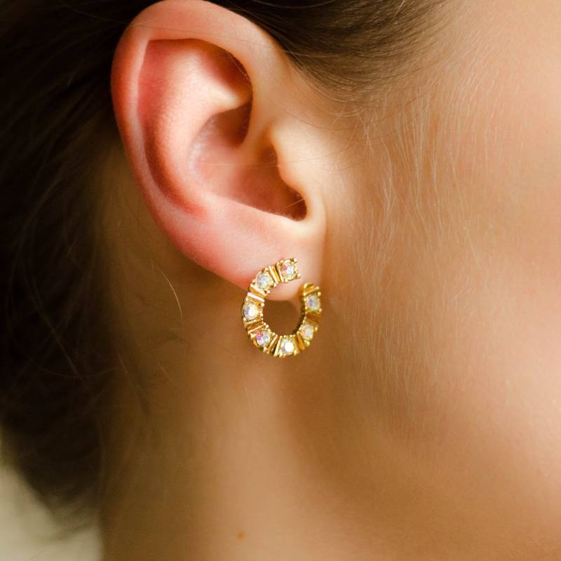 Ab Strass Kleine Creolen, Ohrringe Avon Aurora Borealis Kristallschmuck von SURstudio