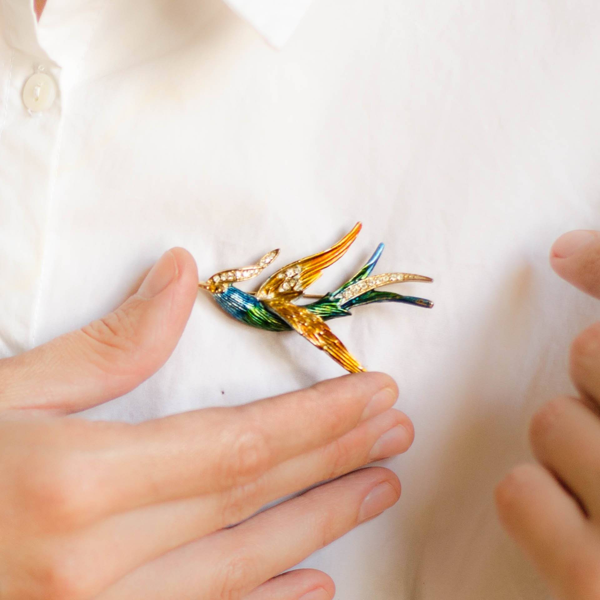 Paradiesvogel Kleine Vintage Brosche, Kolibri Anstecknadel, Geschenk Für Vogelliebhaber Paradiesvogel Kleine Vintage Brosche, Kolibri Anstecknadel, Geschenk Für Vogelliebhaber von SURstudio