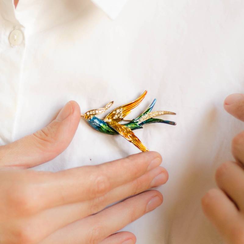 Paradiesvogel Kleine Vintage Brosche, Kolibri Anstecknadel, Geschenk Für Vogelliebhaber Paradiesvogel Kleine Vintage Brosche, Kolibri Anstecknadel, Geschenk Für Vogelliebhaber von SURstudio